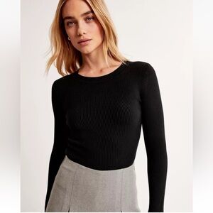 NWT Abercrombie Black S Long-Sleeve Ottoman Crew Sweater Top